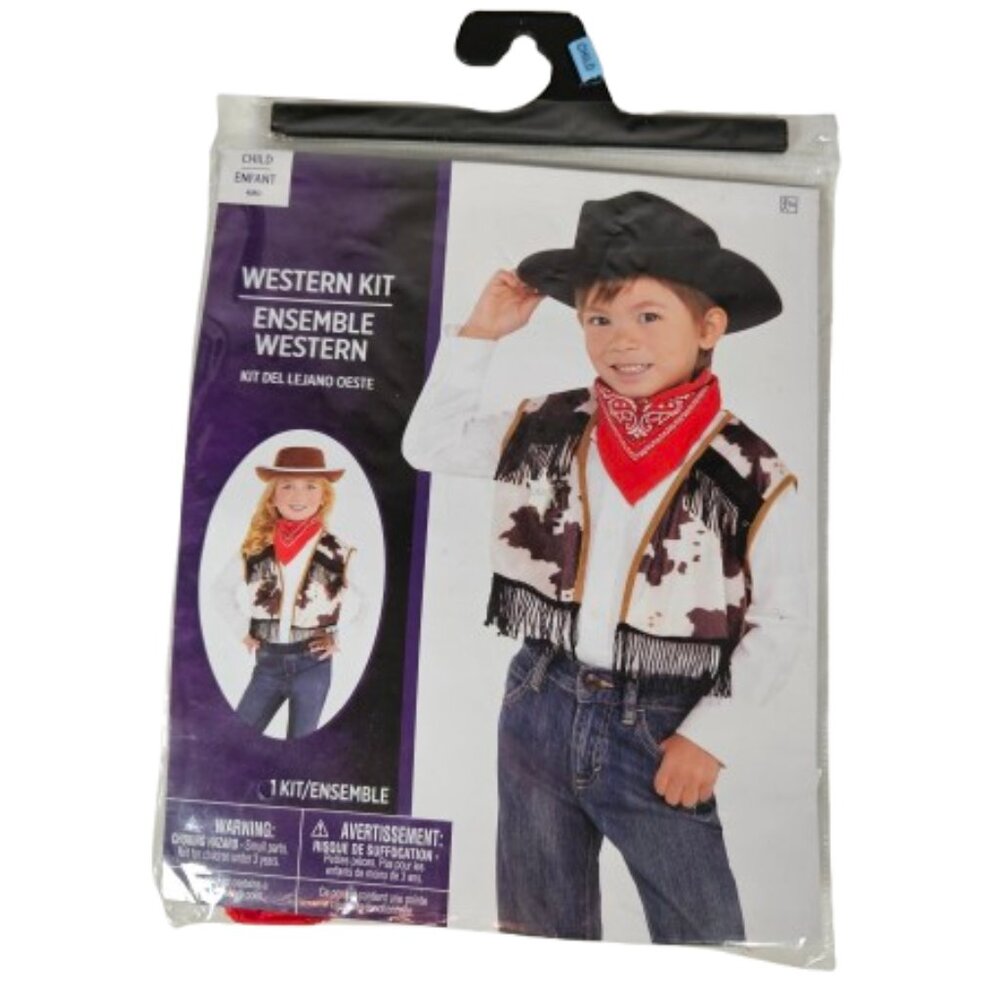 Cowboy Cowgirl Western Costume Suit Yourself Cow Print Vest Sheriff Badge Scarf